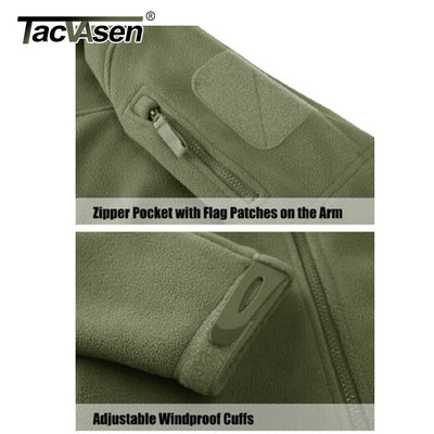Full Zip Up Tactical Army Fleece Jacket Military Thermal Warm Police Work Coats
