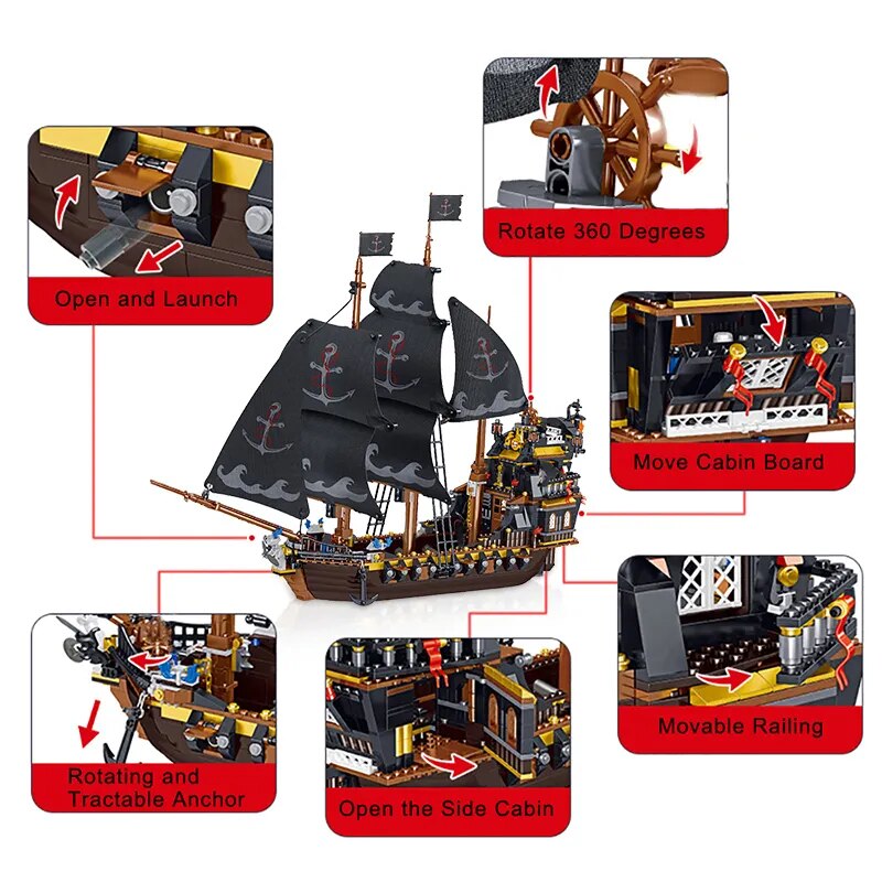 Ship Pirate Model MOC Bricks The Eternity Pirates Boats Building Blocks