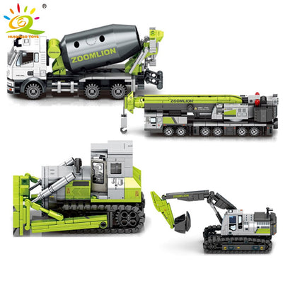 Engineering Truck Building Blocks Crane Bulldozer Excavator Car City Construction MOC Bricks Set