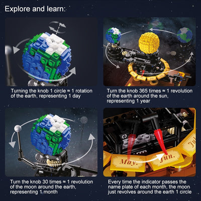 865PCS City Solar System Earth and Sun Clock Building Blocks Science Experiment Education Bricks Toys