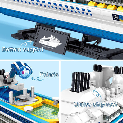 Cruise Liner Ship Sailing Boat Mini Model Building Blocks Creative Big Ocean Vessels Bricks MOC Toys