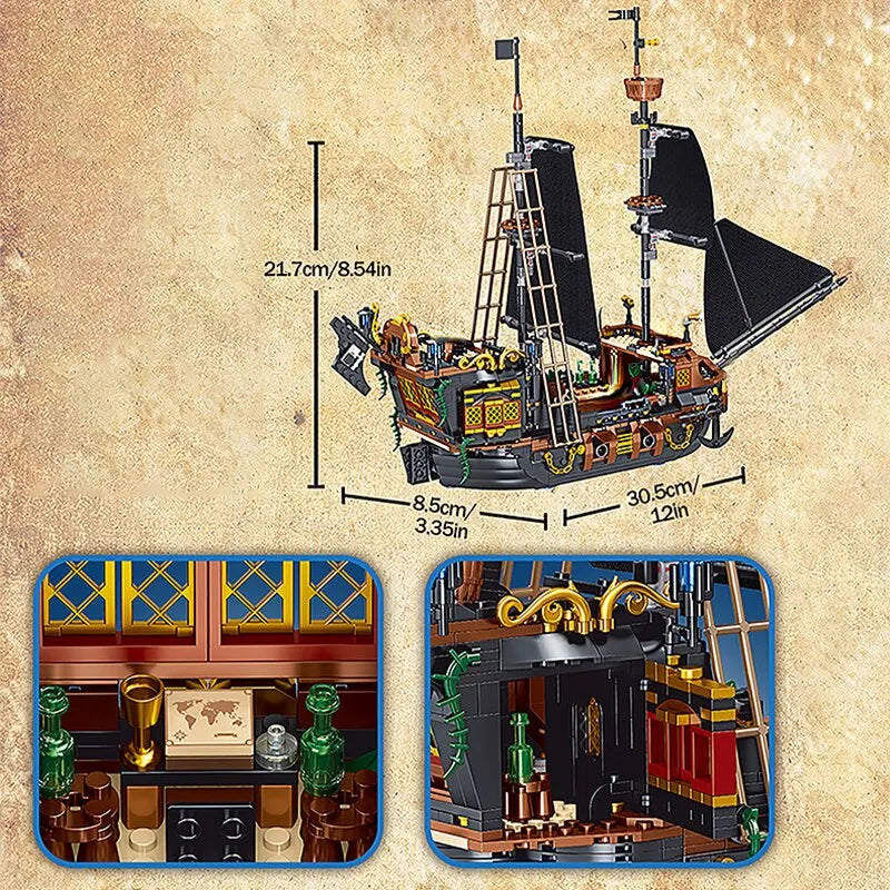 Pirate Ship Building Blocks Sailing Storm Ship MOC Model Bricks