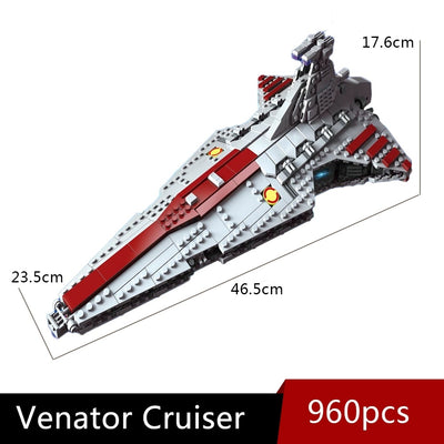 High-tech Moc Venator Attack Cruiser Fighter Destroyer Brick Technical Model Building Star Blocks Space Ship Toys