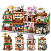 City Street View Noodle Shop House Building Blocks 4 in 1 Japanese Architecture Friends Figures Bricks Toys