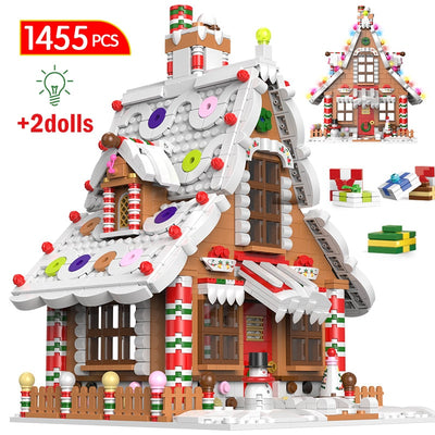 Christmas House Building Blocks Friends Music Box Castle Train Santa Claus Tree Bricks Toys
