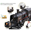 Railway Classical Freight Train Water Steam Locomotive Playset with Smoke Simulation Model