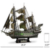 Dutchman Pirate Ship Model Kits Lighting Building Ghost Sailboat Green LED