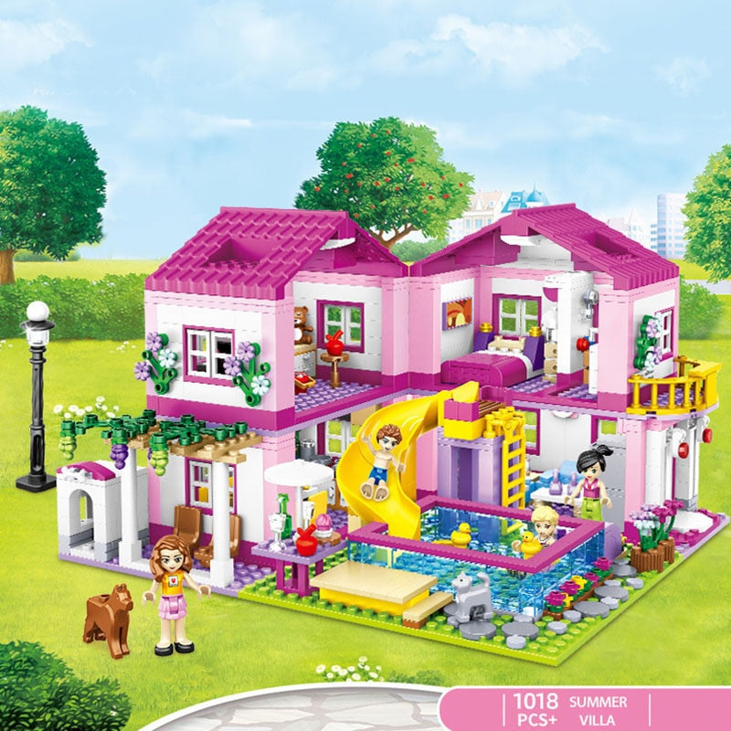 Friends City House Summer Holiday Villa Castle Building Blocks Sets