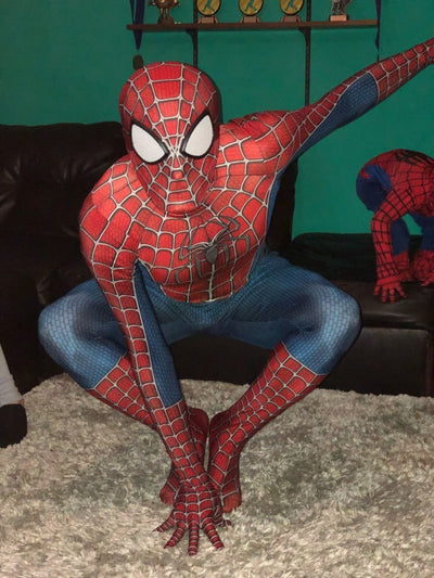 Spiderman Tobey Maguire Costume Red Raimi Cosplay Superhero Jumpsuit Halloween Costume