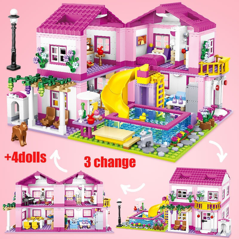 Friends City House Summer Holiday Villa Castle Building Blocks Sets