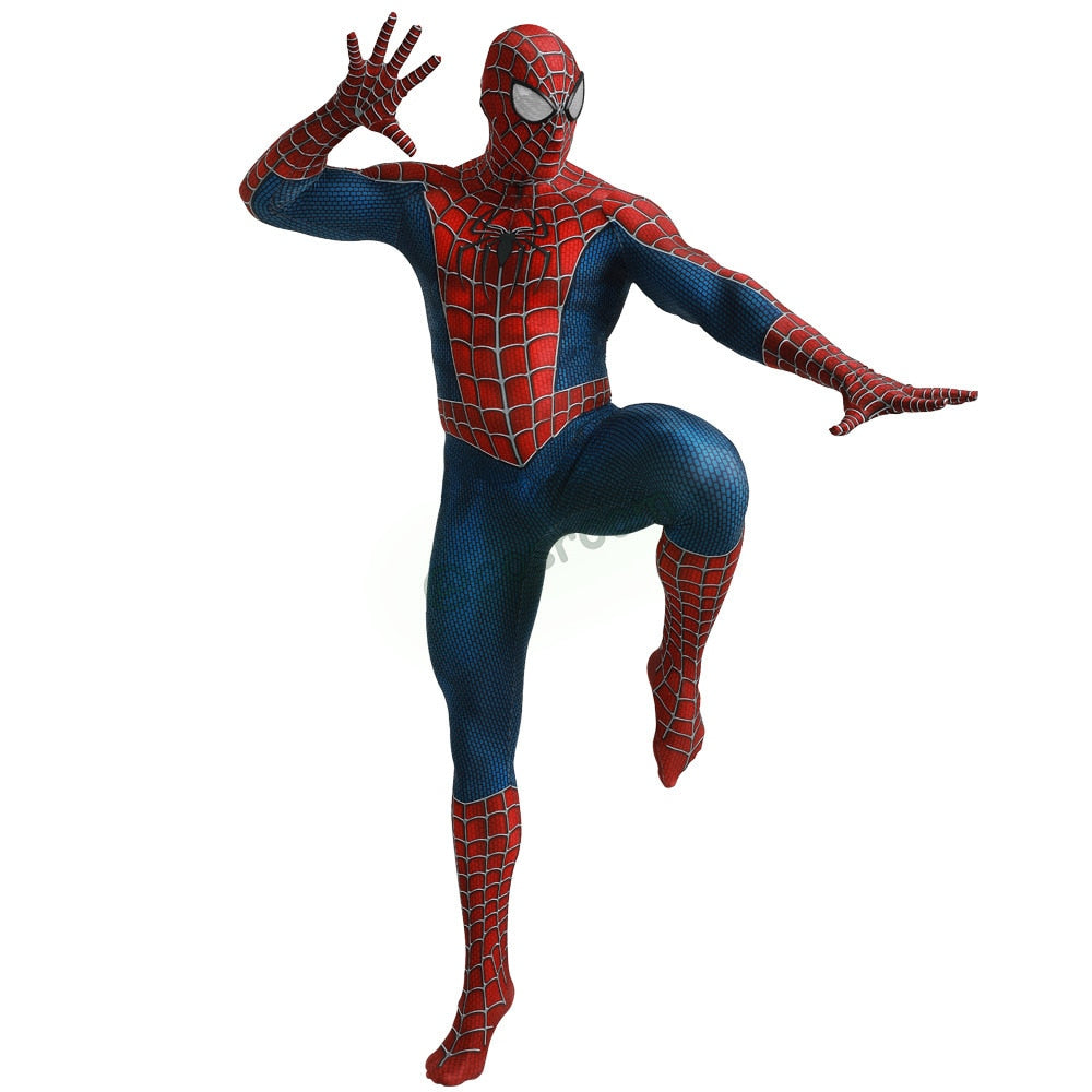 Spiderman Tobey Maguire Costume Red Raimi Cosplay Superhero Jumpsuit Halloween Costume