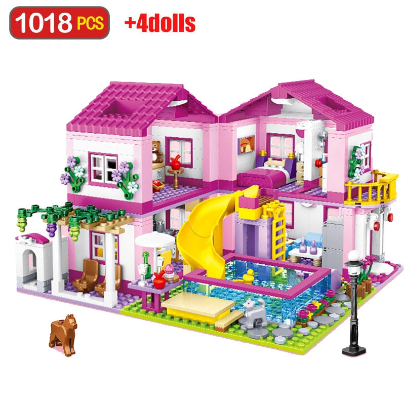 Friends City House Summer Holiday Villa Castle Building Blocks Sets