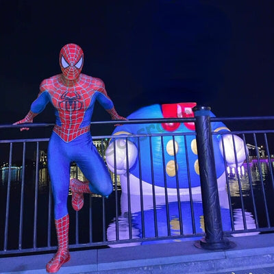 Spiderman Tobey Maguire Costume Red Raimi Cosplay Superhero Jumpsuit Halloween Costume