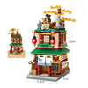 City Street View Noodle Shop House Building Blocks 4 in 1 Japanese Architecture Friends Figures Bricks Toys
