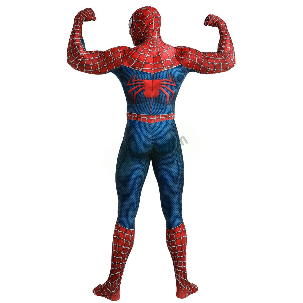 Spiderman Tobey Maguire Costume Red Raimi Cosplay Superhero Jumpsuit Halloween Costume