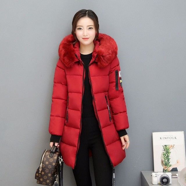 Fur Hooded Jackets Women Thick Warm Winter Parkas