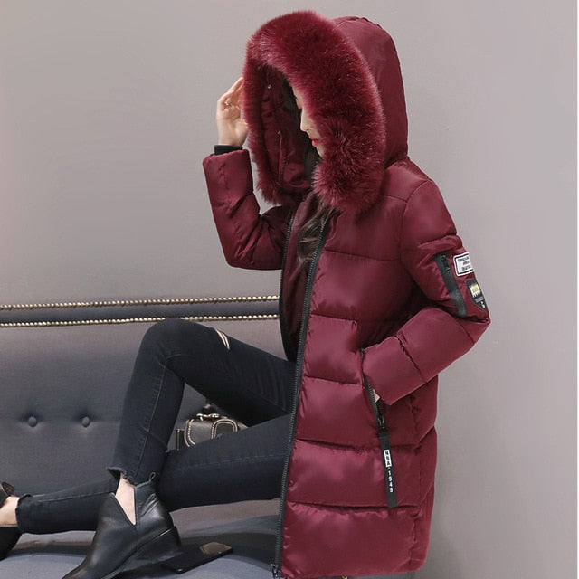 Fur Hooded Jackets Women Thick Warm Winter Parkas