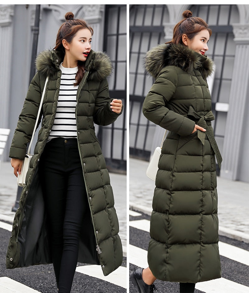 Winter Jacket Cotton Padded Warm Thicken Ladies Coat Long Coats Parka Womens Jackets