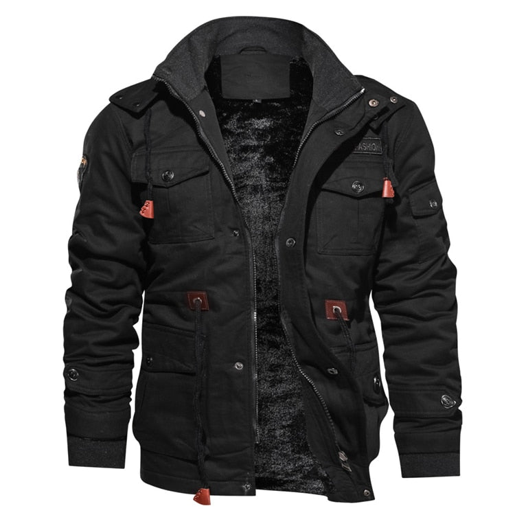 Men's Winter Fleece Jackets Warm Hooded Coat Thermal Thick Outerwear Male Military Jacket