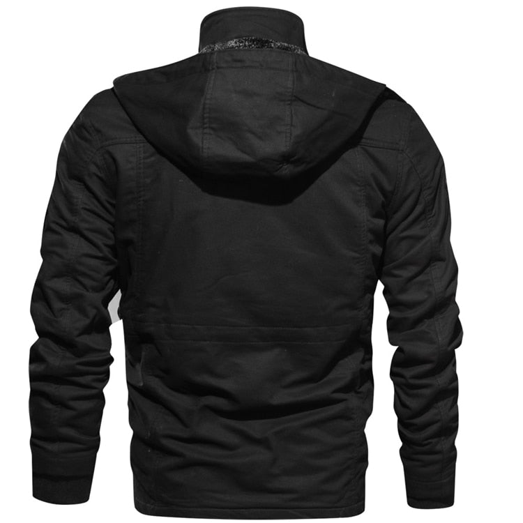 Men's Winter Fleece Jackets Warm Hooded Coat Thermal Thick Outerwear Male Military Jacket