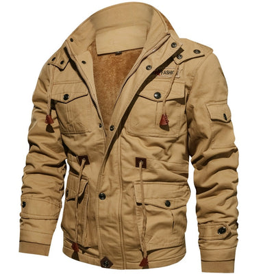 Men's Winter Fleece Jackets Warm Hooded Coat Thermal Thick Outerwear Male Military Jacket