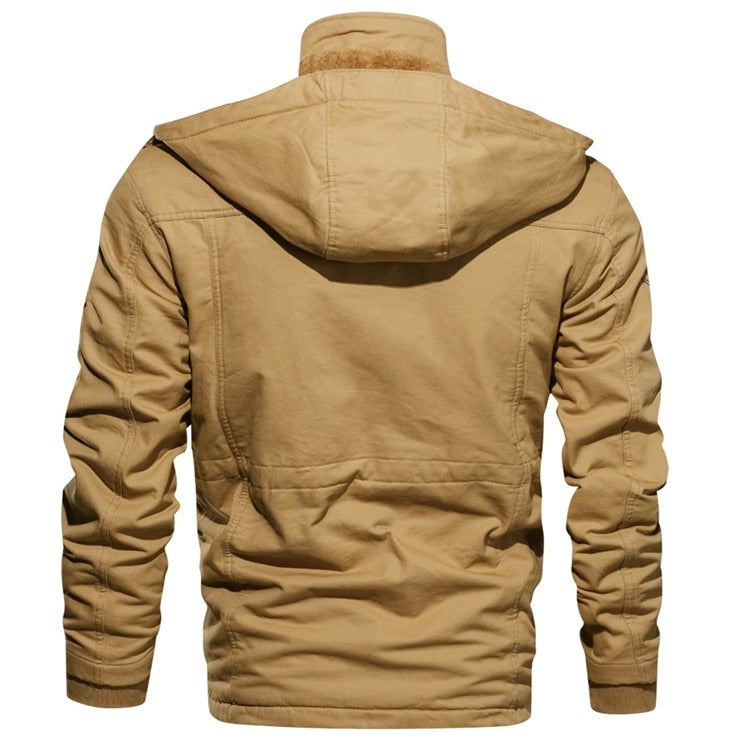 Men's Winter Fleece Jackets Warm Hooded Coat Thermal Thick Outerwear Male Military Jacket