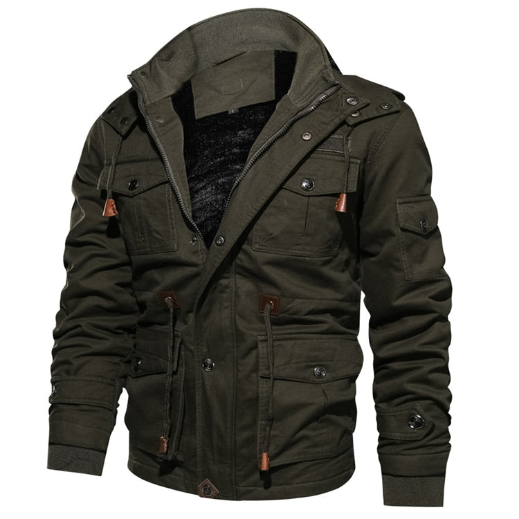 Men's Winter Fleece Jackets Warm Hooded Coat Thermal Thick Outerwear Male Military Jacket