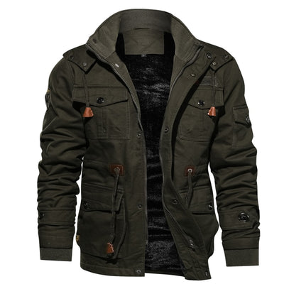 Men's Winter Fleece Jackets Warm Hooded Coat Thermal Thick Outerwear Male Military Jacket