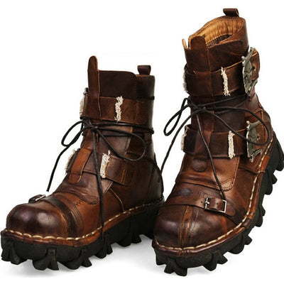 Badass Handmade Leather Boots w/Skull Buckles