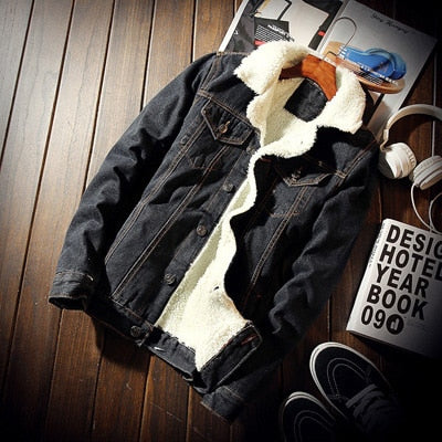 Winter Denim Jackets Fashion Men Fleece Thick Warm Jeans Jacket