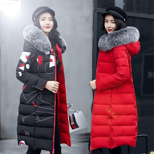 Winter Coats For Women Fur Hooded Padded Long Parka Plus Size