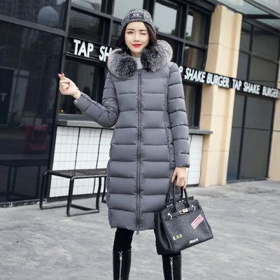 Winter Coats For Women Fur Hooded Padded Long Parka Plus Size