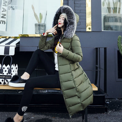 Winter Coats For Women Fur Hooded Padded Long Parka Plus Size