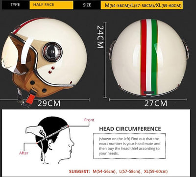 Motorcycle Helmet Open Face Classic German Style For Men & Women