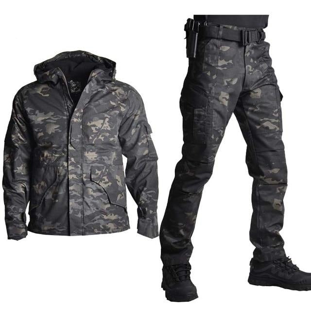 Tactical Jacket Set with Pants Outdoor Jacket Set with Pants Camouflage Military Army