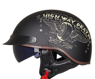 Motorcycle Helmet Half Retro Style Dot Breathable & Comfortable For Unisex
