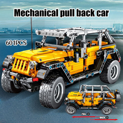 Yellow Pull Back Sports Car Model Building Blocks City Technical Car Enlighten Bricks Toys