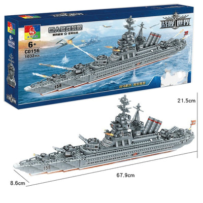WW2 Military Warships Series Building Blocks Battleship Model
