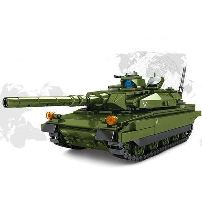 Military M1A2 T-14 Leopard 2A7+ Main Battle Tank Building Blocks WW2