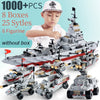 1000pcs ABS plastic model warships bricks navy ship army seals boat