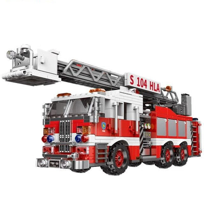 City Fire Fighting Truck Series Airport Fire Ladder Car Model Building Blocks