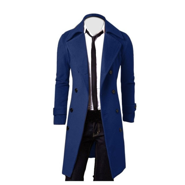 Trench Coat Men High Quality Self-cultivation Solid Color Mens Coat Double-breasted Jacket