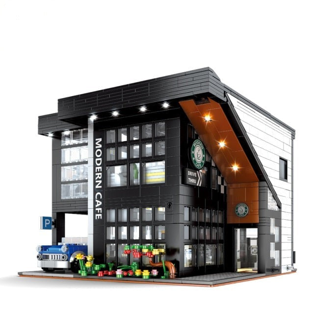 Coffee Shop Model Building Blocks Architecture Series Construction Set Moc Bricks Toys