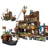 Pirates Ship Adventure House Wharf Ideas Island Storm Vessel Boat Movie Building Blocks Houseboat Model Toys