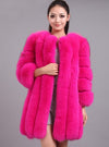 Faux Fox Fur Coat Slim Long Royal Blue Fur Coat