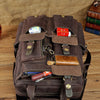 Vintage Crazy Horse Men Genuine Leather Backpack Multi-pocket