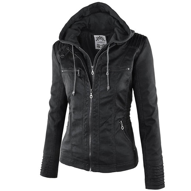 Winter Faux Leather Jacket Women Casual Basic Coats