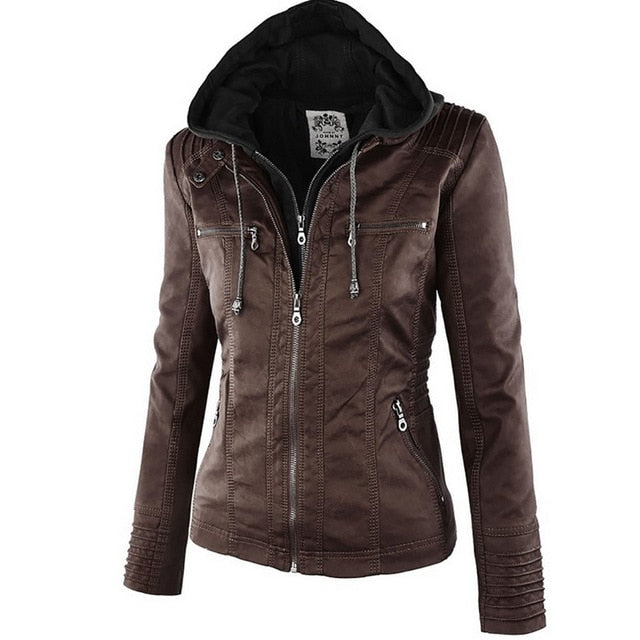 Winter Faux Leather Jacket Women Casual Basic Coats