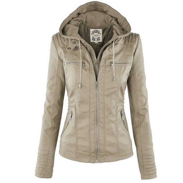 Winter Faux Leather Jacket Women Casual Basic Coats