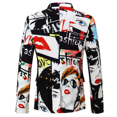 Mens Fashion Print Blazer Hip Hot Casual Slim Fit Suit Jacket - Top Sale Item